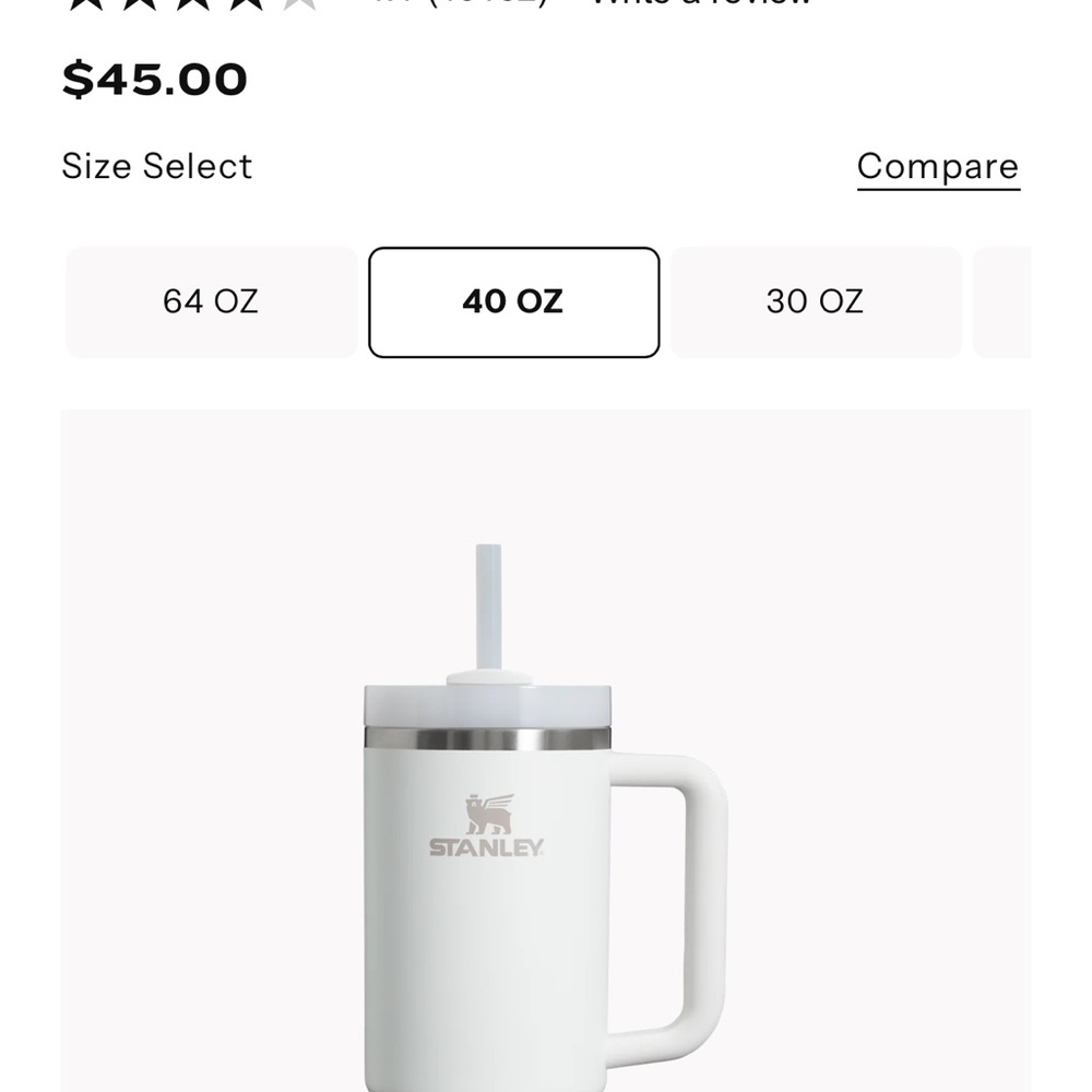 Stanley White Insulated Coffee Tumbler with Handle